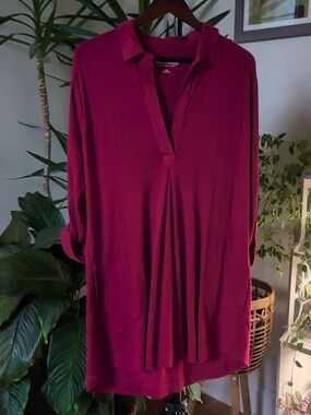 Soft Surroundings, Magenta dress or tunic, collar and pockets